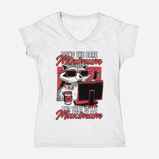 Raccoon Minimun Work-Womens-V-Neck-Tee-Studio Mootant