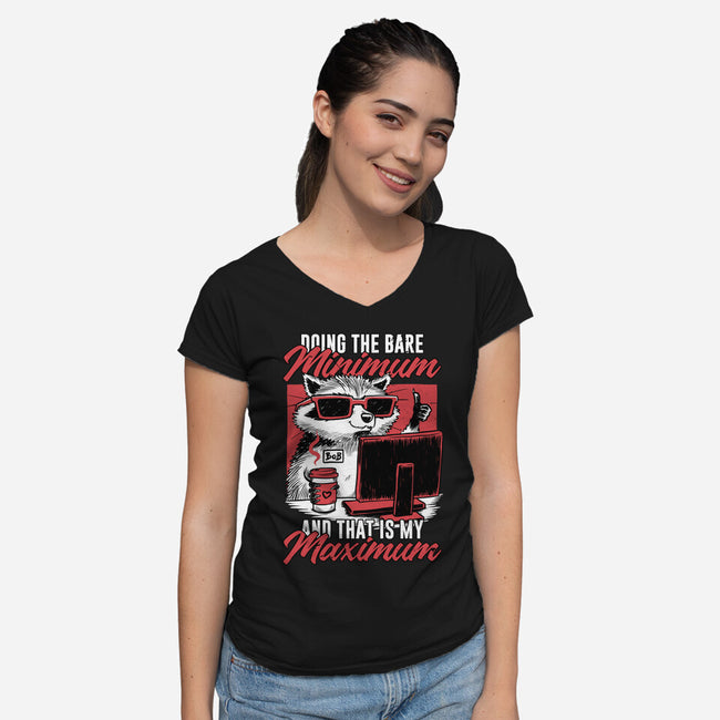 Raccoon Minimun Work-Womens-V-Neck-Tee-Studio Mootant