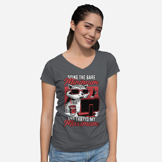 Raccoon Minimun Work-Womens-V-Neck-Tee-Studio Mootant