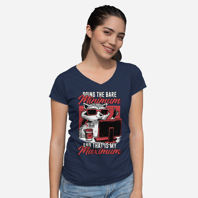 Raccoon Minimun Work-Womens-V-Neck-Tee-Studio Mootant