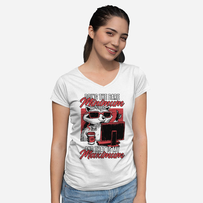 Raccoon Minimun Work-Womens-V-Neck-Tee-Studio Mootant