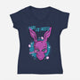 Wake Up Donnie-Womens-V-Neck-Tee-palmstreet