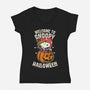 Snoopyween-Womens-V-Neck-Tee-turborat14
