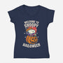 Snoopyween-Womens-V-Neck-Tee-turborat14