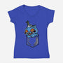 Pocket Cat-Womens-V-Neck-Tee-turborat14