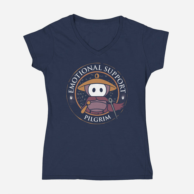 Emotional Support Pilgrim-Womens-V-Neck-Tee-rocketman_art