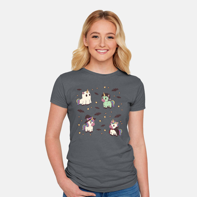Halloween Unicorn Party-Womens-Fitted-Tee-Loobs