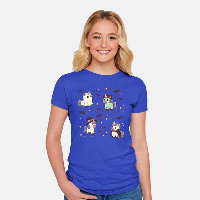 Halloween Unicorn Party-Womens-Fitted-Tee-Loobs