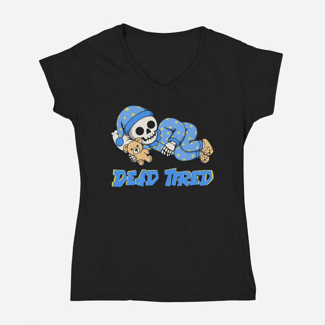Dead Tired-Womens-V-Neck-Tee-Loobs