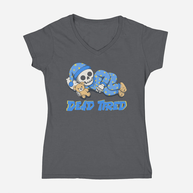 Dead Tired-Womens-V-Neck-Tee-Loobs