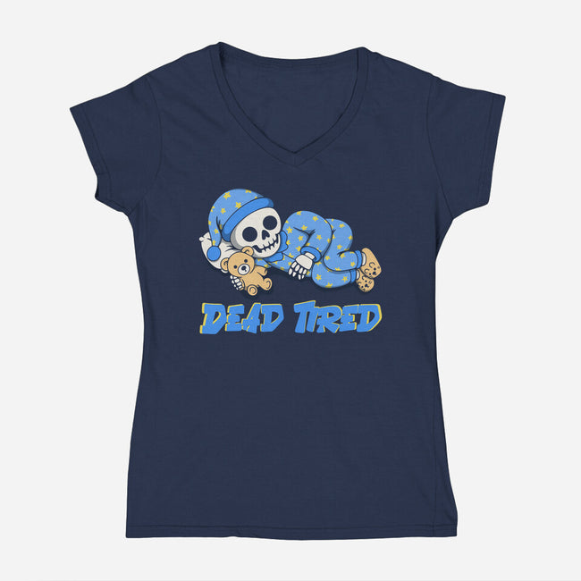Dead Tired-Womens-V-Neck-Tee-Loobs