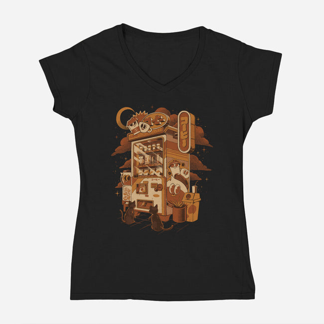 Coffee Vending Machine-Womens-V-Neck-Tee-ilustrata