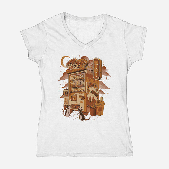 Coffee Vending Machine-Womens-V-Neck-Tee-ilustrata