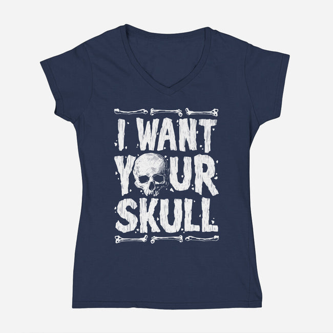Skull Harvester-Womens-V-Neck-Tee-Getsousa!