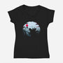 Monster King-Womens-V-Neck-Tee-rocketman_art