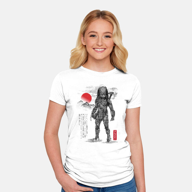 Wolf Predator Sumi-e-Womens-Fitted-Tee-DrMonekers