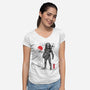 Wolf Predator Sumi-e-Womens-V-Neck-Tee-DrMonekers