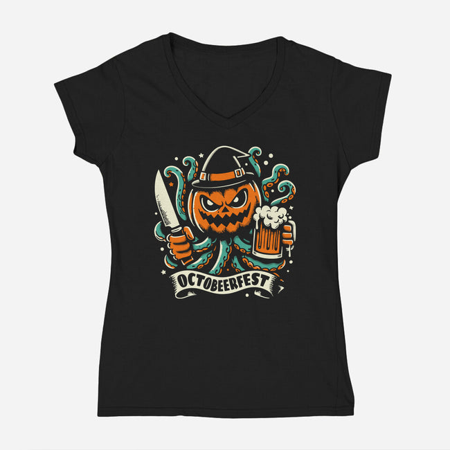 The Great Pumpkin Kraken-Womens-V-Neck-Tee-Trendsdk