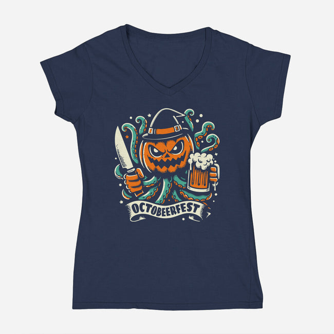The Great Pumpkin Kraken-Womens-V-Neck-Tee-Trendsdk