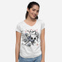 Little Ghost Sumi-E-Womens-V-Neck-Tee-Astrobot Invention