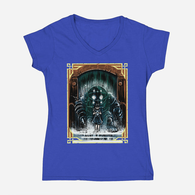 The Protector Under The Sea-Womens-V-Neck-Tee-zascanauta