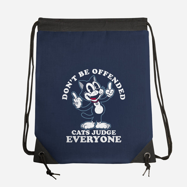 Cats Judge Everyone-None-Drawstring-Bag-Nemons