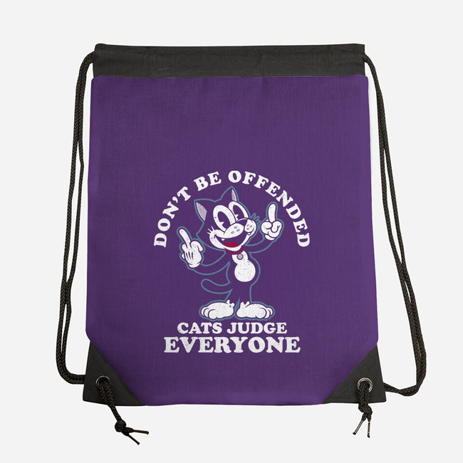 Cats Judge Everyone-None-Drawstring-Bag-Nemons