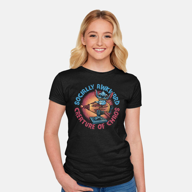 Creature Of Chaos-Womens-Fitted-Tee-glitchygorilla