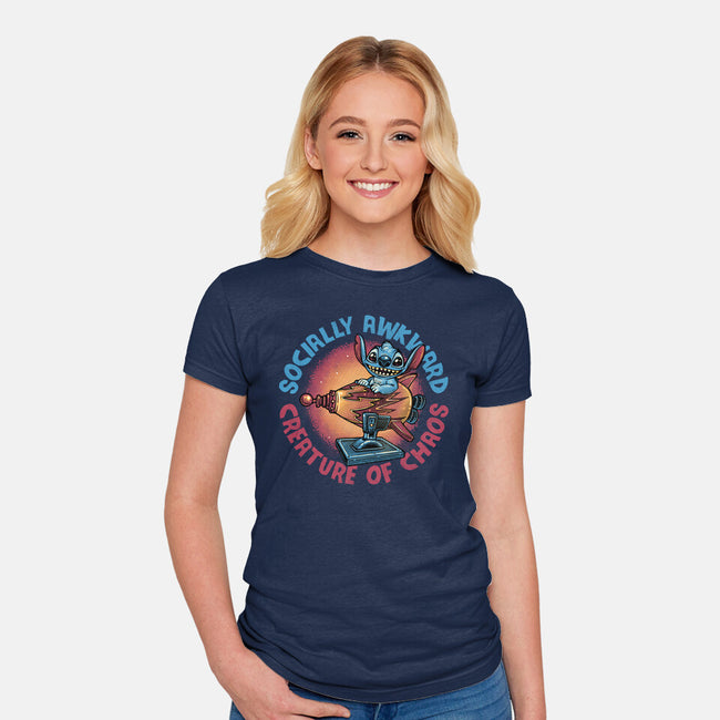 Creature Of Chaos-Womens-Fitted-Tee-glitchygorilla