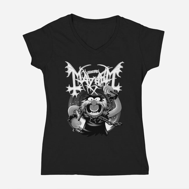 Animal Mayhem-Womens-V-Neck-Tee-rmatix
