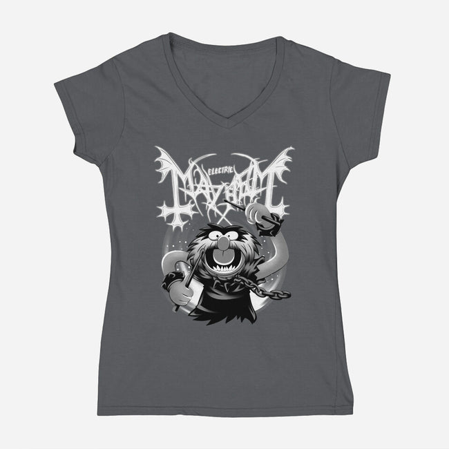 Animal Mayhem-Womens-V-Neck-Tee-rmatix