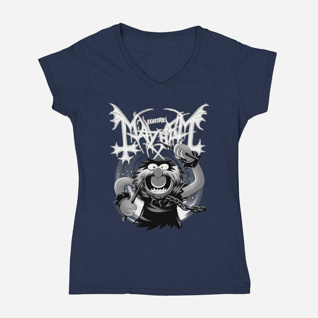 Animal Mayhem-Womens-V-Neck-Tee-rmatix