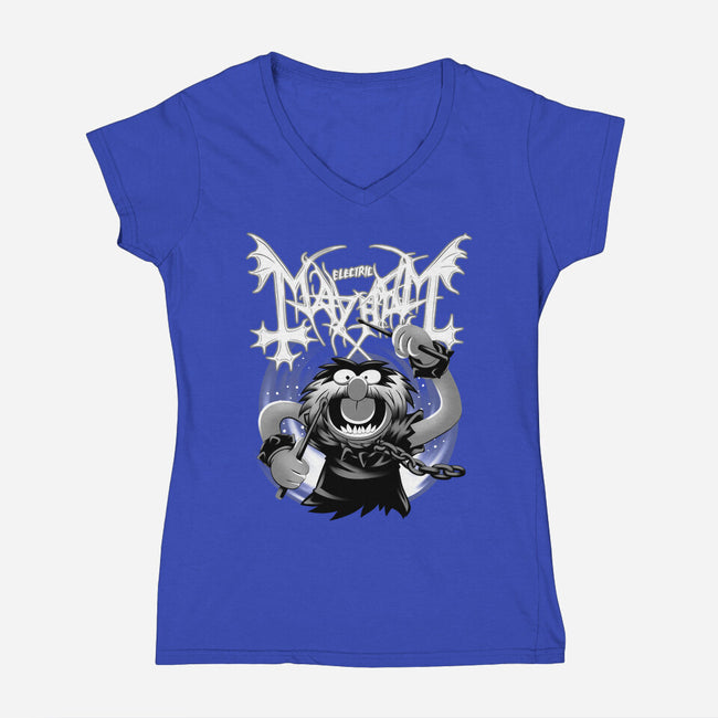 Animal Mayhem-Womens-V-Neck-Tee-rmatix