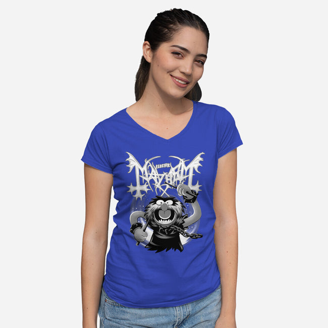 Animal Mayhem-Womens-V-Neck-Tee-rmatix