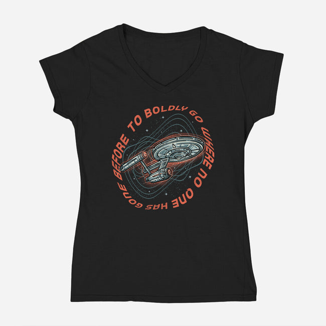 Travel To Space-Womens-V-Neck-Tee-glitchygorilla