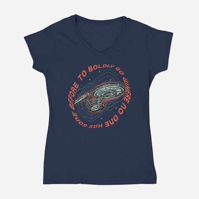 Travel To Space-Womens-V-Neck-Tee-glitchygorilla