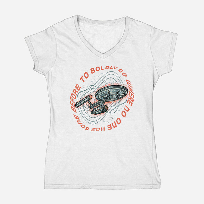 Travel To Space-Womens-V-Neck-Tee-glitchygorilla