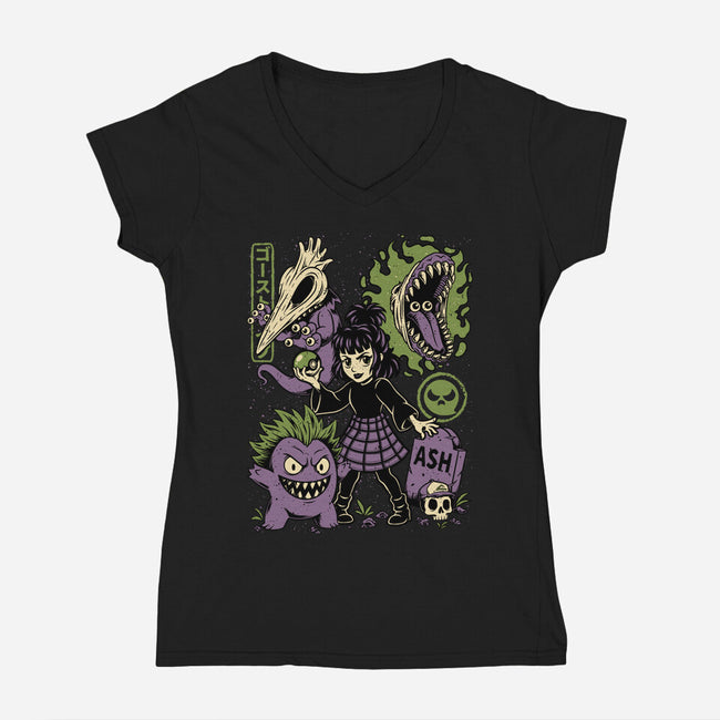 Ghost Monster Trainer-Womens-V-Neck-Tee-Studio Mootant