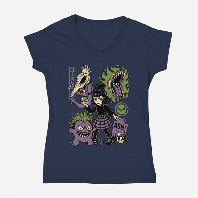 Ghost Monster Trainer-Womens-V-Neck-Tee-Studio Mootant