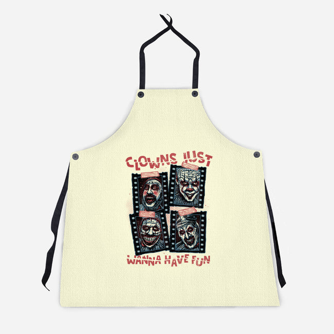 Clowns Just Wanna Have Fun-Unisex-Kitchen-Apron-glitchygorilla