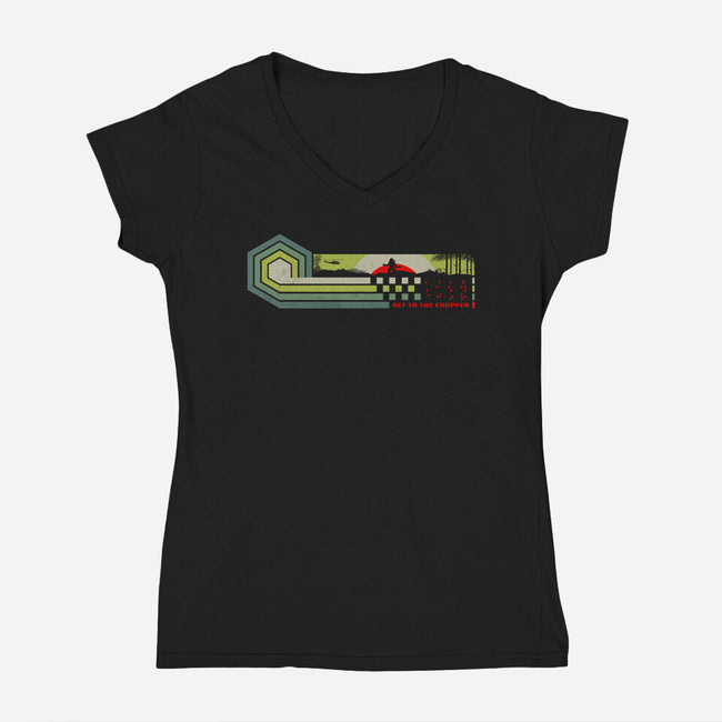 Get To The Chopper-Womens-V-Neck-Tee-rocketman_art