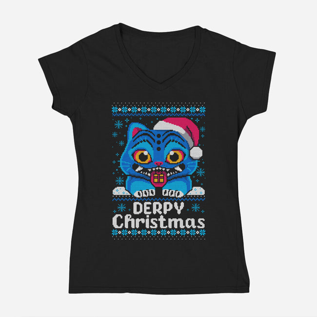 Derpy Ugly Christmas Sweater-Womens-V-Neck-Tee-NemiMakeit