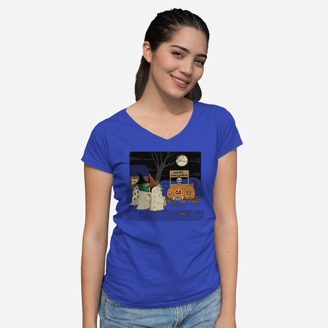 Treats Inside-Womens-V-Neck-Tee-pigboom