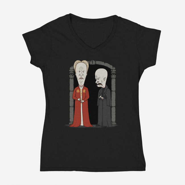 Stupid Vampires-Womens-V-Neck-Tee-pigboom