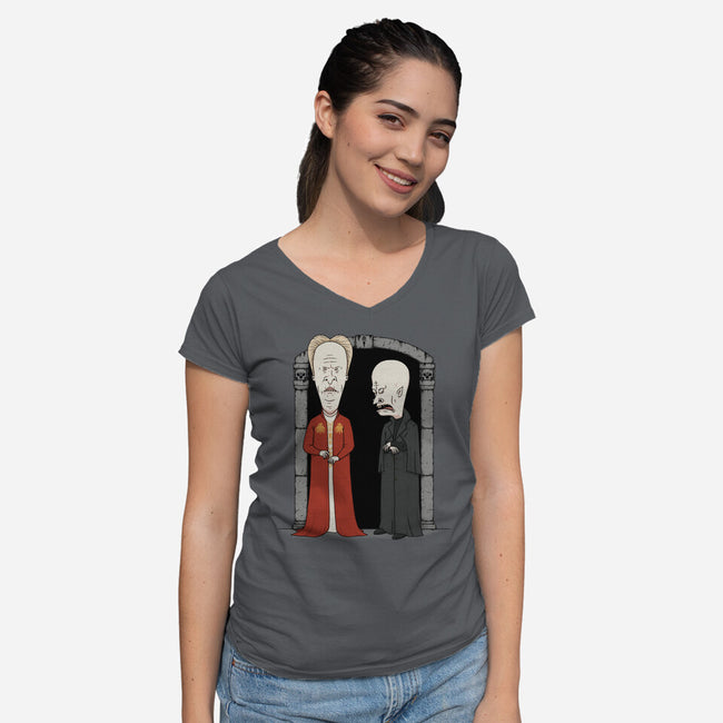 Stupid Vampires-Womens-V-Neck-Tee-pigboom