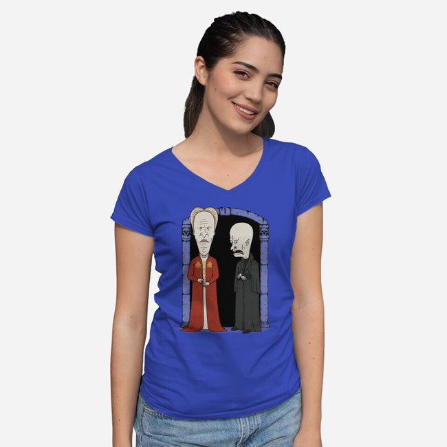 Stupid Vampires-Womens-V-Neck-Tee-pigboom