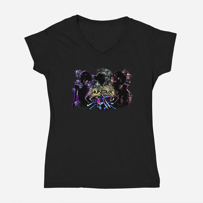Huntrix-Womens-V-Neck-Tee-Afire