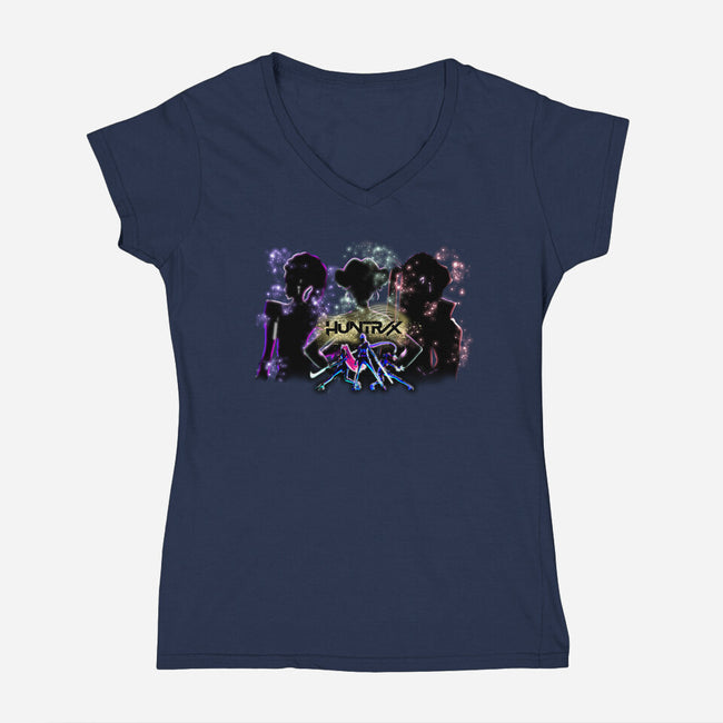 Huntrix-Womens-V-Neck-Tee-Afire