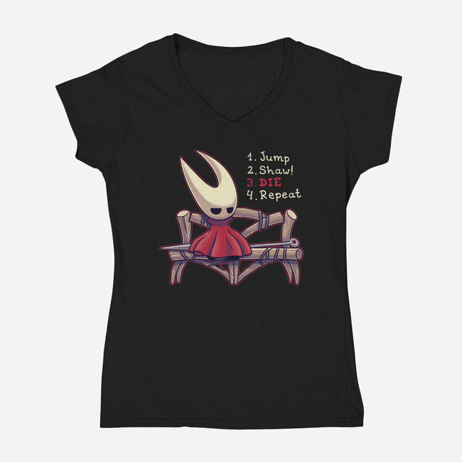 Shaw And Repeat-Womens-V-Neck-Tee-Geekydog