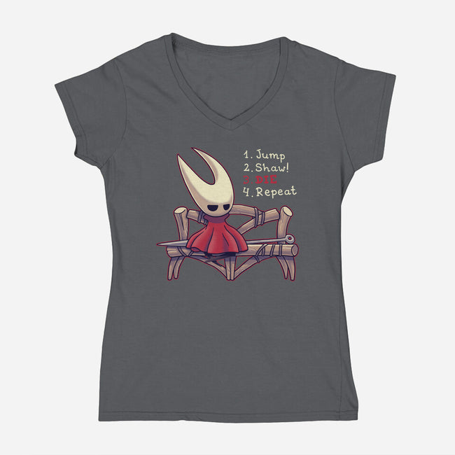 Shaw And Repeat-Womens-V-Neck-Tee-Geekydog